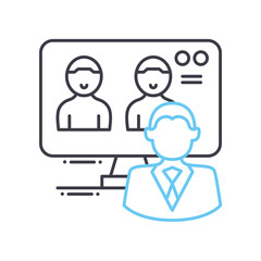 conference line icon, outline symbol, vector illustration, concept sign