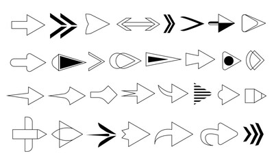 arrow vector direction symbol. arrow with various shapes. arrow line art