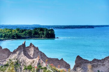 Chimney Bluffs State Park, New York. It’s situated on the southern shore of Lake Ontario, east of...