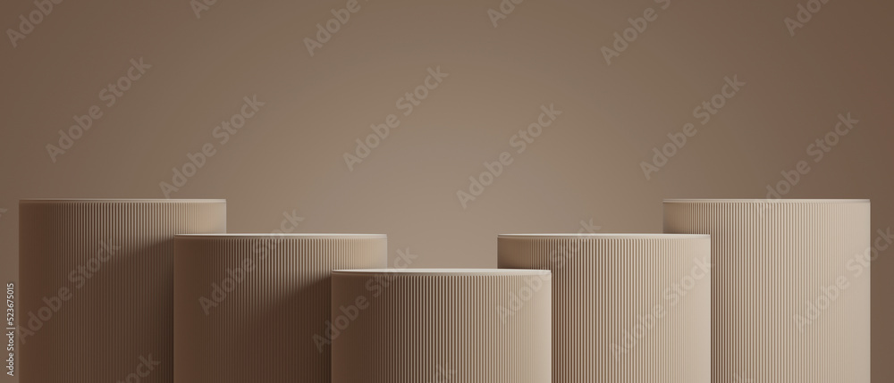 Wall mural minimal background.podium and brown background for product presentation. 3d rendering illustration.