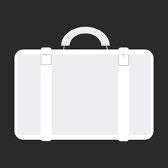 A white suitcase on a black background in a simple style for web design