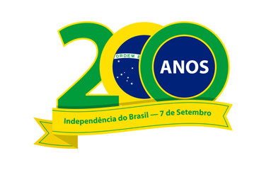 7 de setembro ilustração do dia da independência do brasil com bandeira nacional - obrazy, fototapety, plakaty
