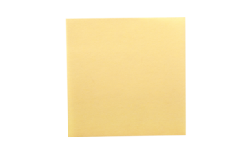 One square yellow sticky post it note flat isolated transparent background photo PNG file