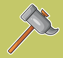 cute sledge hammer. cartoon object concept Isolated illustration. Flat Style suitable for Sticker Icon Design Premium Logo vector