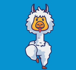 cute alpaca walking. cartoon animal nature concept Isolated illustration. Flat Style suitable for Sticker Icon Design Premium Logo vector. Mascot Character