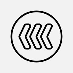 Fast backward arrow icon in line style, use for website mobile app presentation