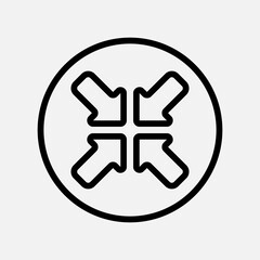 Minimize arrow icon in line style, use for website mobile app presentation