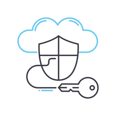 cloud protection line icon, outline symbol, vector illustration, concept sign