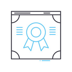 certification line icon, outline symbol, vector illustration, concept sign