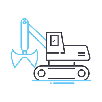 recommend clip art: clamshell bucket truck line icon, outline symbol, vector illustration, concept sign