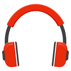 Red headphones icon isolated.