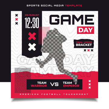 American Football Sports Game Day Banner Flyer for Social Media Post