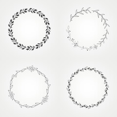Obraz premium floral botanical set circle isolated frame