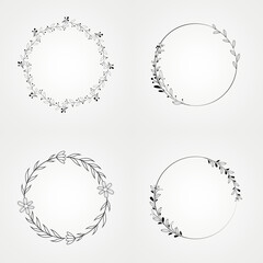 floral botanical set circle isolated frame