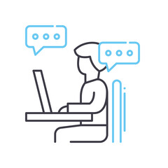 distance work line icon, outline symbol, vector illustration, concept sign