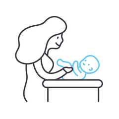 change a diaper line icon, outline symbol, vector illustration, concept sign
