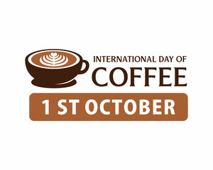Symbol International coffee day, with coffee and cups in circles suitable for logos, posters, greeting cards, promotions.stamp