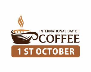 Symbol International coffee day, with coffee and cups in circles suitable for logos, posters, greeting cards, promotions.stamp