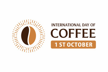 Symbol International coffee day, with coffee and cups in circles suitable for logos, posters, greeting cards, promotions.stamp