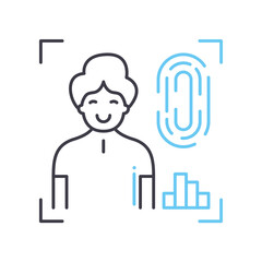 fingerprint scan line icon, outline symbol, vector illustration, concept sign