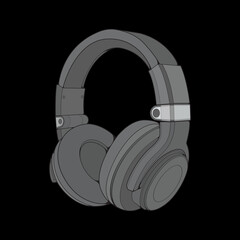 Color Block Headphones Vector Illustration, Music Concept, Line art vector, Portable earphones, Headphones Vector
