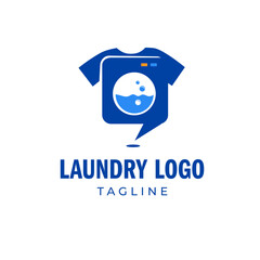 Obraz premium Blue laundry washing machine logo, suitable for cleaning business