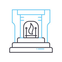 fireplace line icon, outline symbol, vector illustration, concept sign