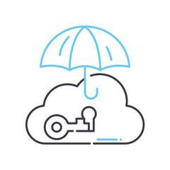 cloud protection line icon, outline symbol, vector illustration, concept sign