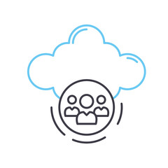 cloud user line icon, outline symbol, vector illustration, concept sign