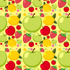 Cartoon fruits seamless pattern