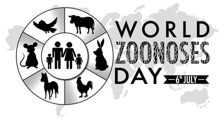 World zoonoses day banner silhouette design