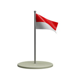 3d minimalist indonesian flag with realistic renderring