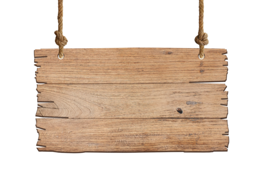 Brown wooden sign for hanging. Signpost and billboards concept