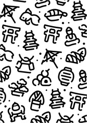 Japanese traditional culture pattern background for graphic design.A-size vertical.