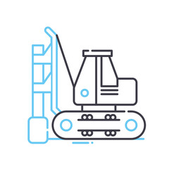 construction excavator line icon, outline symbol, vector illustration, concept sign