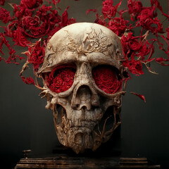 Naklejka premium skull on a red background