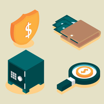 icons set saving and investing money