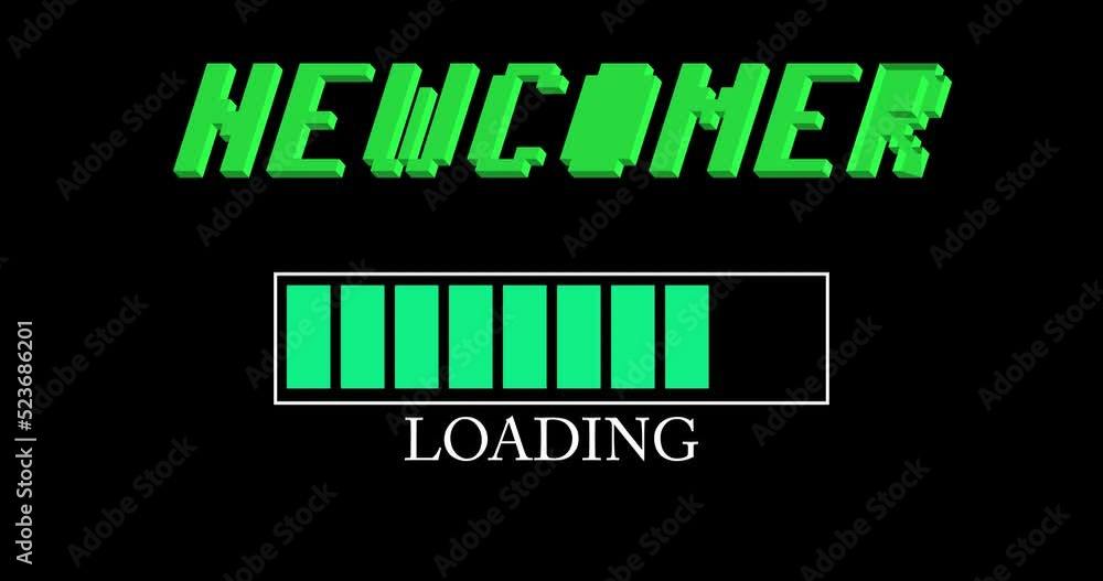 Poster newcomer text with loading, downloading, uploading bar indicator. download, upload on computer scree