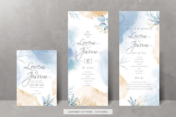 Hand Painted Watercolor Floral Wedding Invitation Menu Template	
