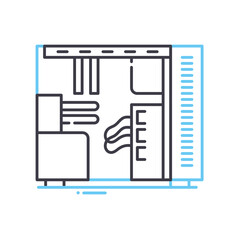 computer case line icon, outline symbol, vector illustration, concept sign