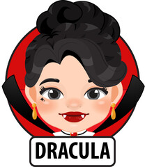 Halloween banner with cute Dracula girl costume cartoon character design