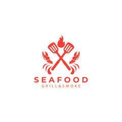 crab shaped cooking illustration for Seafood logo design