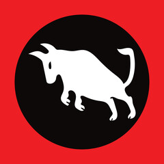 White bull circle animal vector logo 