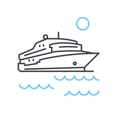 cruise line icon, outline symbol, vector illustration, concept sign