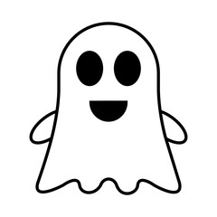 Cute ghosts outline doodle cartoon illustration. Ghosts coloring book page activity for kids and adults. Transparent background. Illustration