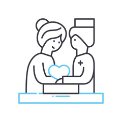 assistance line icon, outline symbol, vector illustration, concept sign