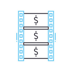 film budget line icon, outline symbol, vector illustration, concept sign