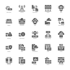 Web Hosting icon pack for your website, mobile, presentation, and logo design. Web Hosting icon glyph design. Vector graphics illustration and editable stroke.