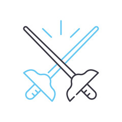 fencing sport line icon, outline symbol, vector illustration, concept sign