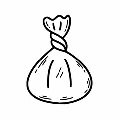 Bag of herb. Vector doodle illustration. Phytotherapy. Tea party. Sketch by hand.